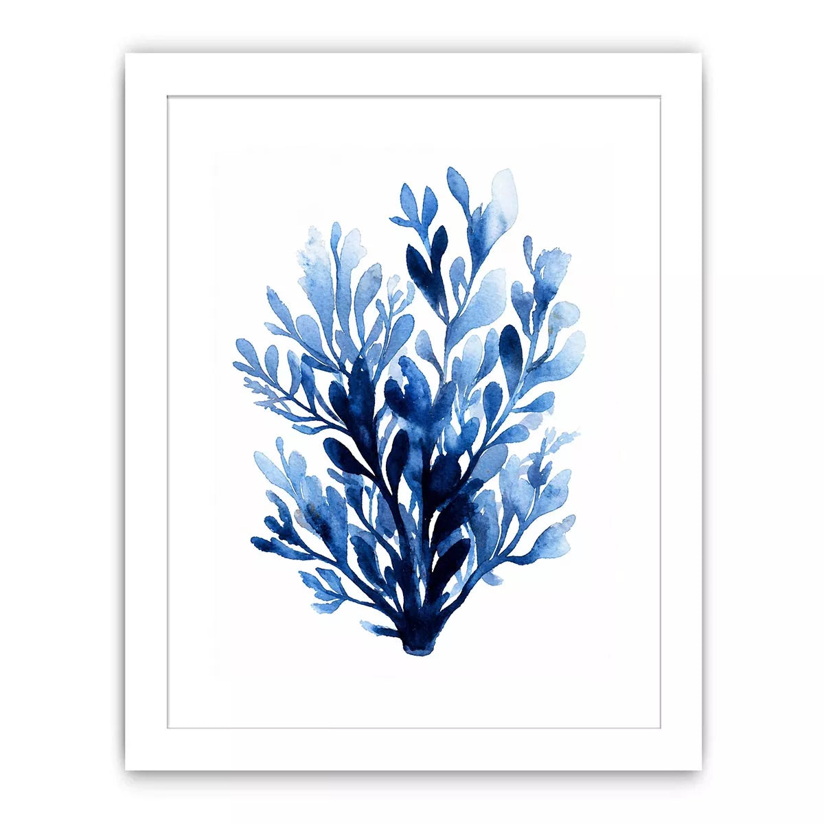 Blue watercolor botanical leaves abstract minimal Canvas Print elegant indigo plant illustration