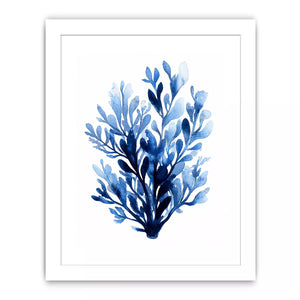 Blue watercolor botanical leaves abstract minimal Canvas Print elegant indigo plant illustration