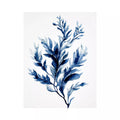 Indigo blue watercolor botanical leaves minimal Canvas Print elegant abstract plant illustration