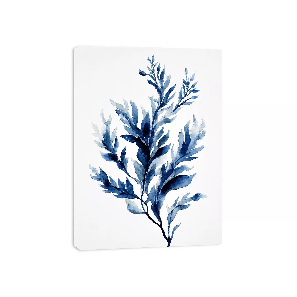 Indigo blue watercolor botanical leaves minimal Canvas Print elegant abstract plant illustration