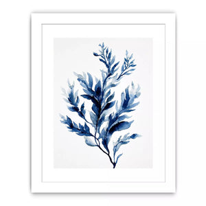 Indigo blue watercolor botanical leaves minimal Canvas Print elegant abstract plant illustration