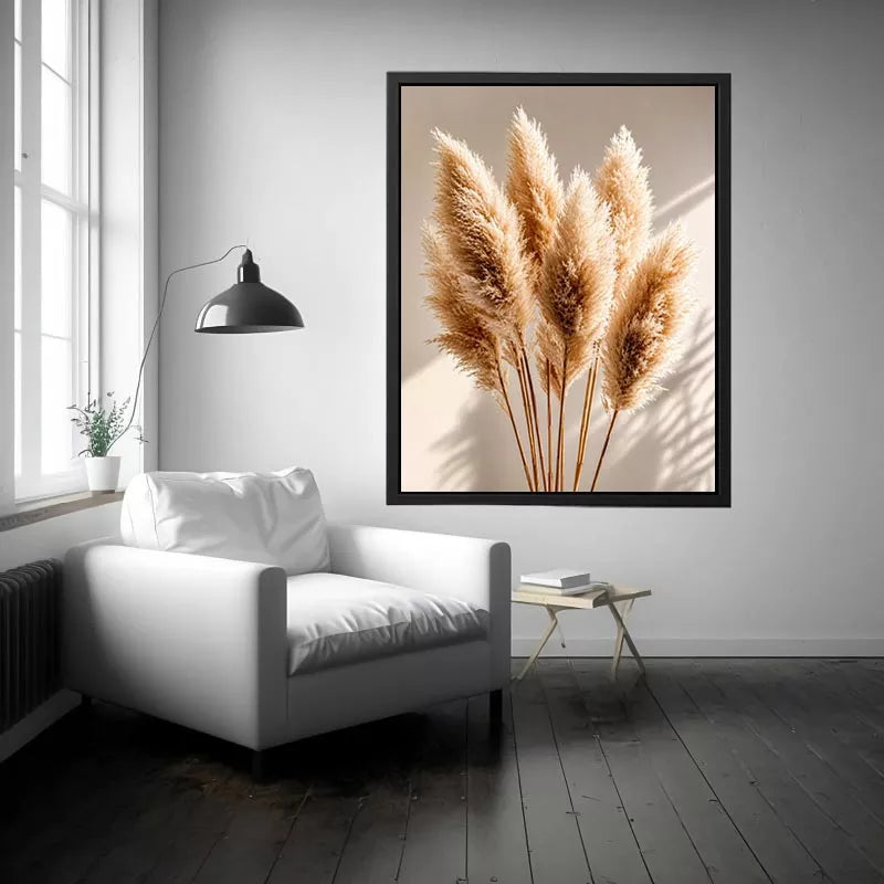 pampas grass Canvas Print neutral, boho pampas grass canvas, minimalist beige botanical artwork, soft neutral decor Canvas Print