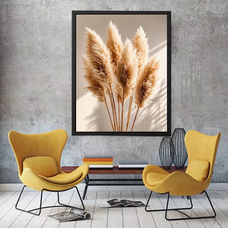 pampas grass Canvas Print neutral, boho pampas grass canvas, minimalist beige botanical artwork, soft neutral decor Canvas Print