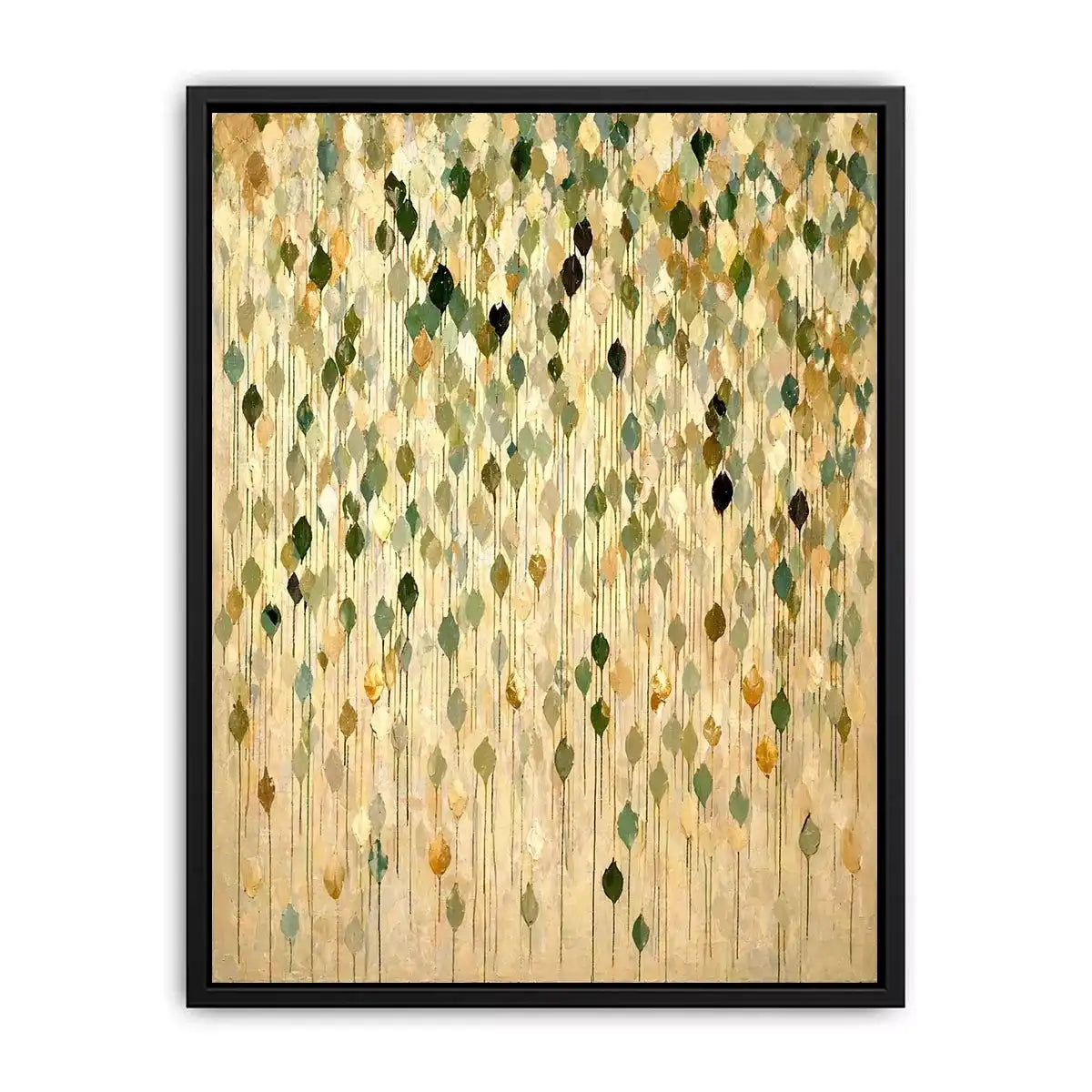 abstract leaf Canvas Print neutral tones, botanical drip painting modern canvas, sage green beige abstract artwork, minimalist nature wall decor