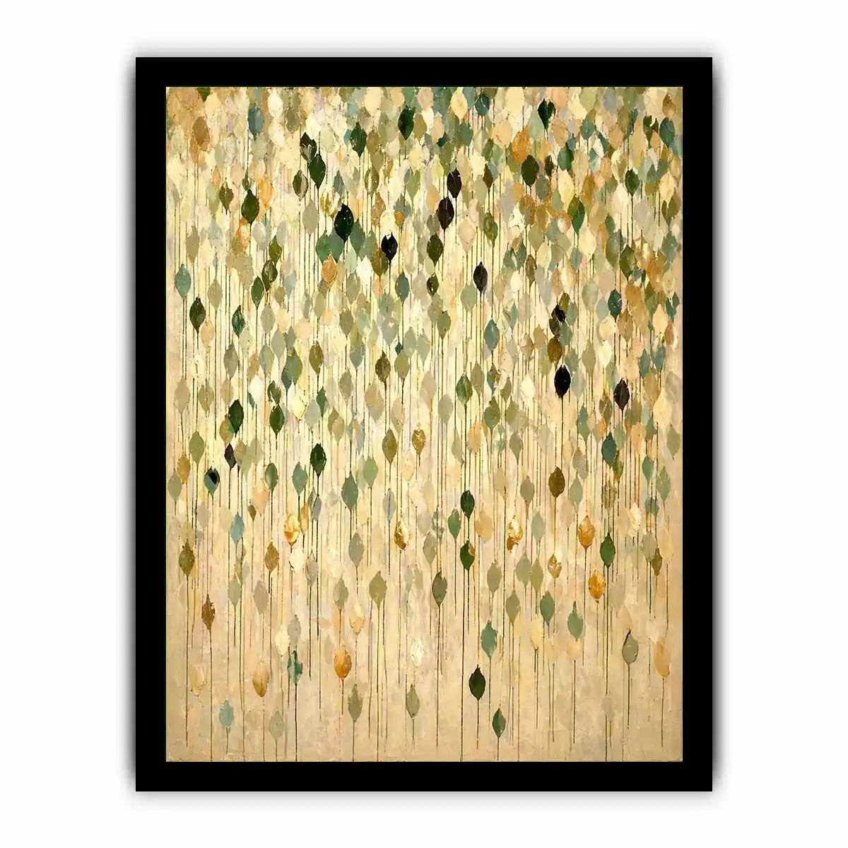 abstract leaf Canvas Print neutral tones, botanical drip painting modern canvas, sage green beige abstract artwork, minimalist nature wall decor