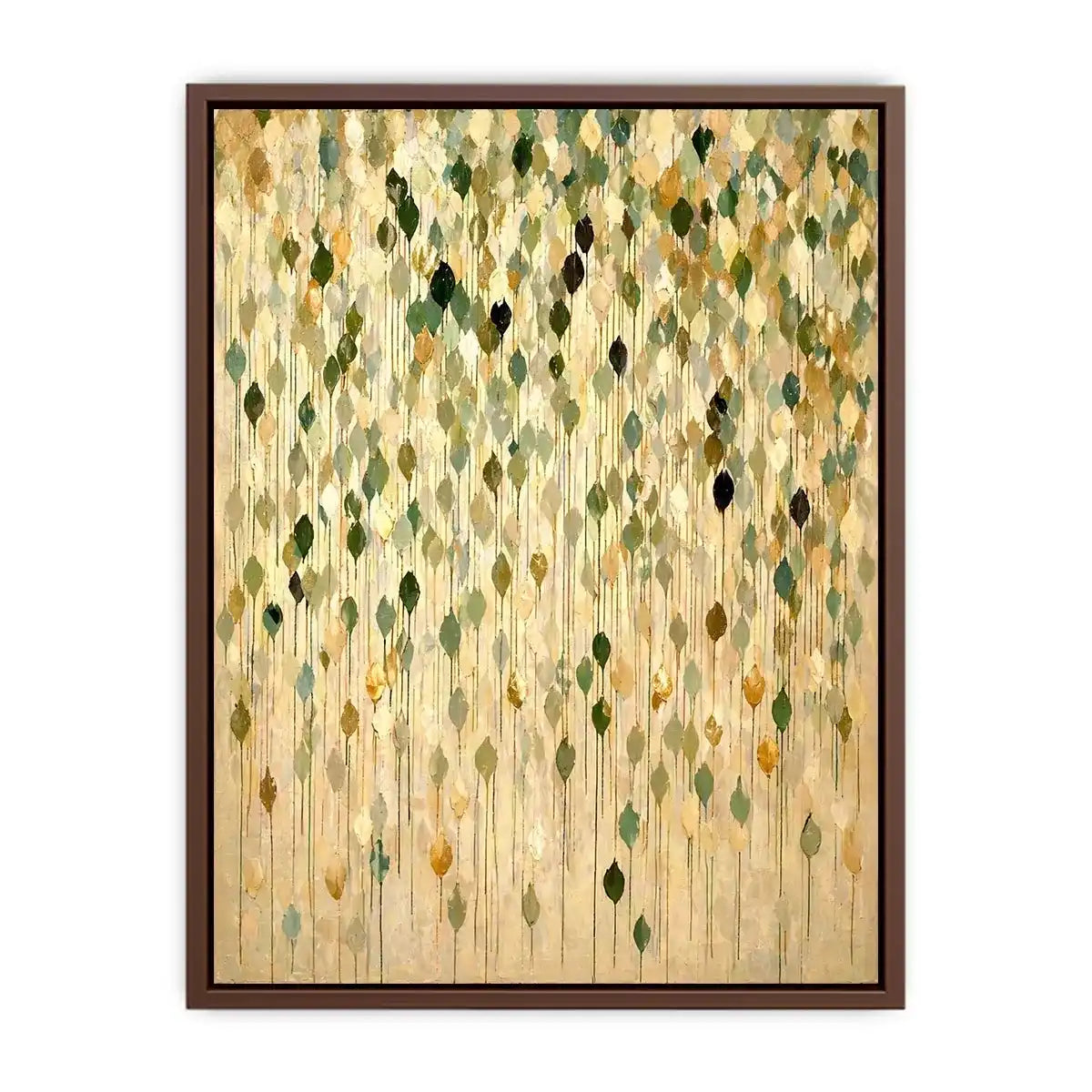 abstract leaf wall art neutral tones, botanical drip painting modern canvas, sage green beige abstract artwork, minimalist nature wall decor