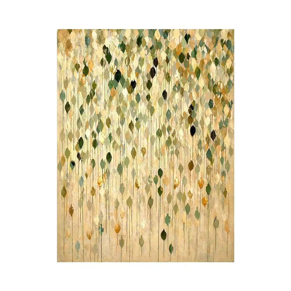 abstract leaf Canvas Print neutral tones, botanical drip painting modern canvas, sage green beige abstract artwork, minimalist nature wall decor