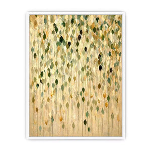 abstract leaf Canvas Print neutral tones, botanical drip painting modern canvas, sage green beige abstract artwork, minimalist nature wall decor