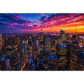 city skyline sunset Canvas Print, urban skyline night lights canvas, modern cityscape artwork, new york skyline evening art