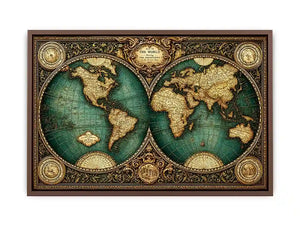 vintage world map Canvas Print, antique map canvas decor, classic atlas illustration artwork, old world map wall decor