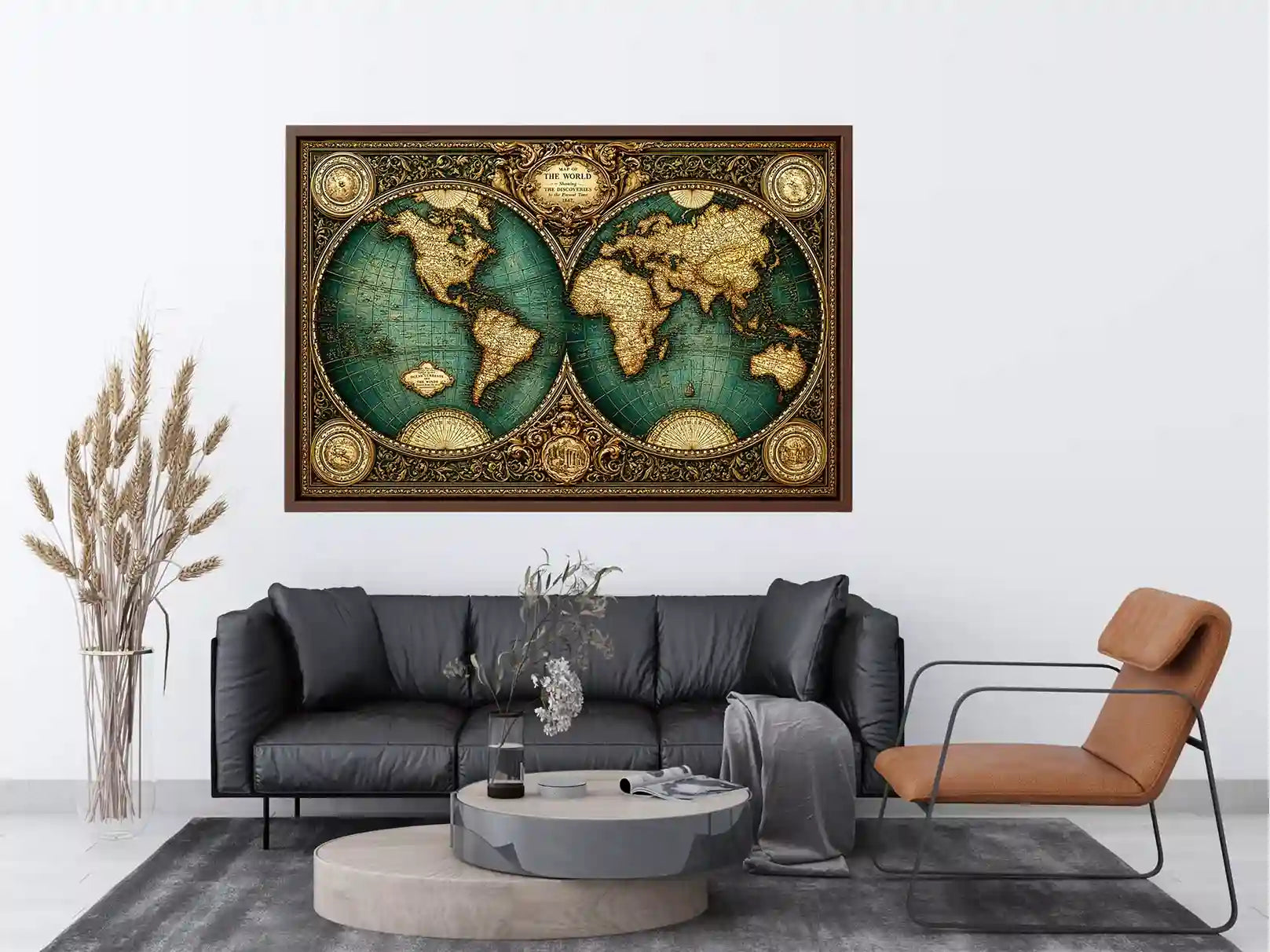 vintage world map Canvas Print, antique map canvas decor, classic atlas illustration artwork, old world map wall decor