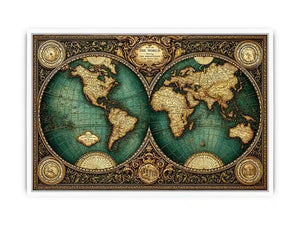 vintage world map Canvas Print, antique map canvas decor, classic atlas illustration artwork, old world map wall decor
