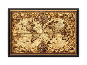 vintage antique world map canvas Canvas Print sepia old map detailed global decor