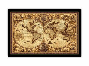 vintage antique world map canvas Canvas Print sepia old map detailed global decor