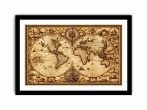 vintage antique world map canvas Canvas Print sepia old map detailed global decor