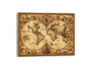 vintage antique world map canvas Canvas Print sepia old map detailed global decor
