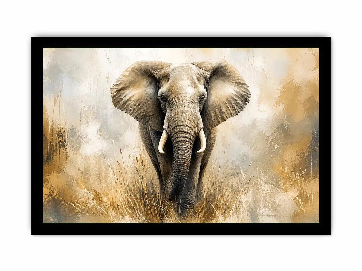 majestic elephant Canvas Print in golden savannah tones luxury wildlife canvas
