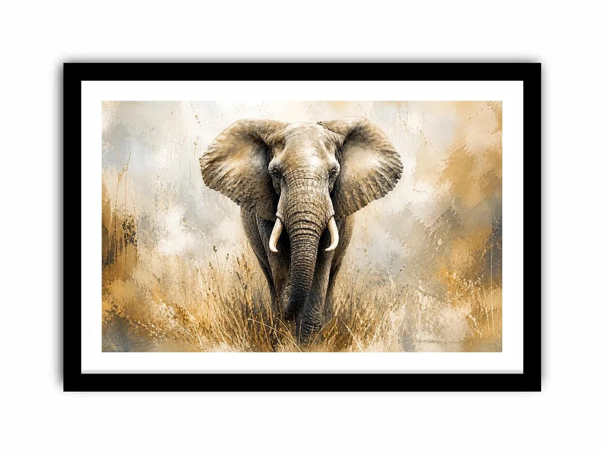 majestic elephant Canvas Print in golden savannah tones luxury wildlife canvas