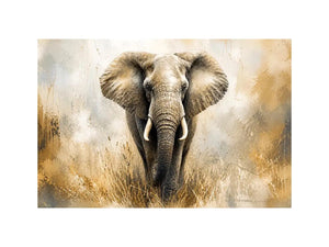 majestic elephant Canvas Print in golden savannah tones luxury wildlife canvas