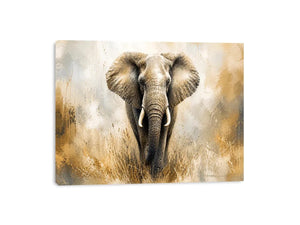 majestic elephant Canvas Print in golden savannah tones luxury wildlife canvas