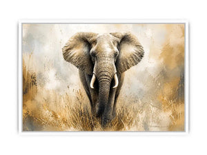 majestic elephant Canvas Print in golden savannah tones luxury wildlife canvas