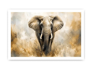 majestic elephant Canvas Print in golden savannah tones luxury wildlife canvas