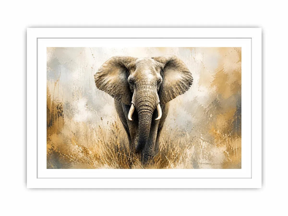 majestic elephant Canvas Print in golden savannah tones luxury wildlife canvas