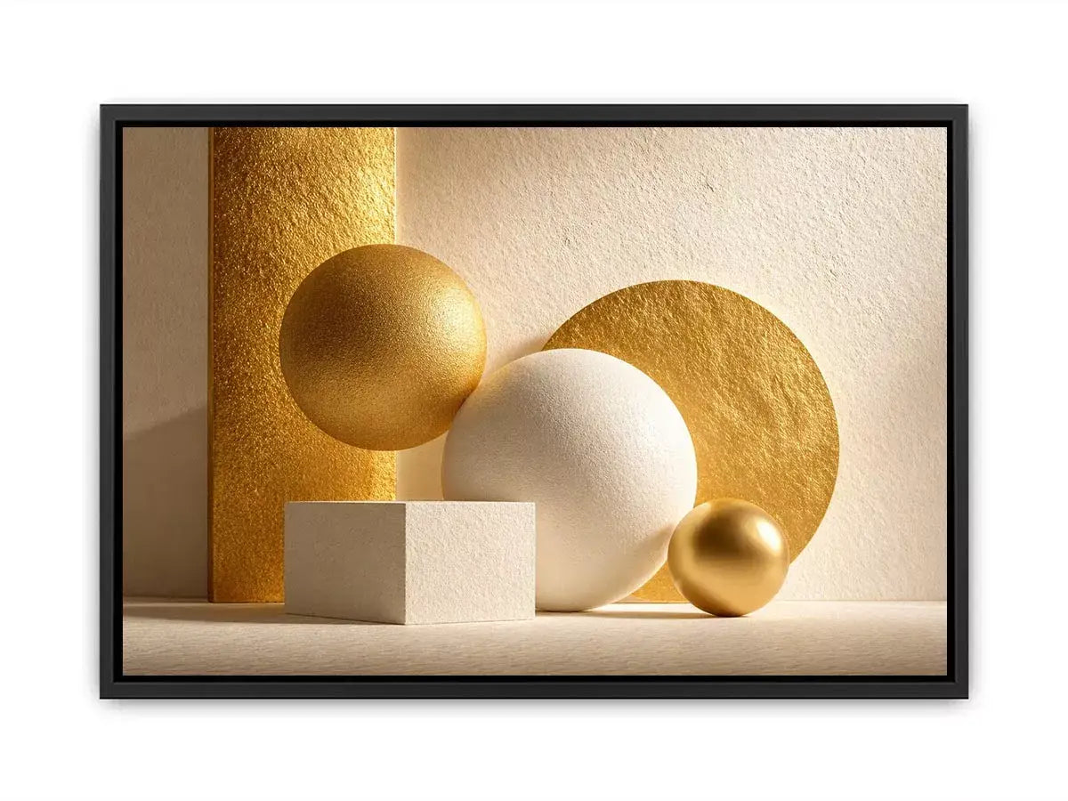 minimal gold geometric abstract Canvas Print luxury neutral modern canvas shapes