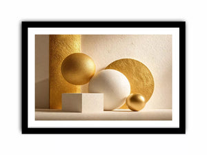 minimal gold geometric abstract Canvas Print luxury neutral modern canvas shapes