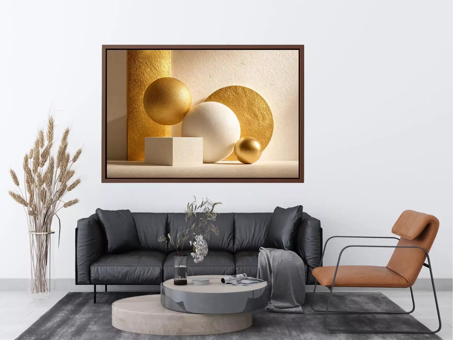minimal gold geometric abstract Canvas Print luxury neutral modern canvas shapes