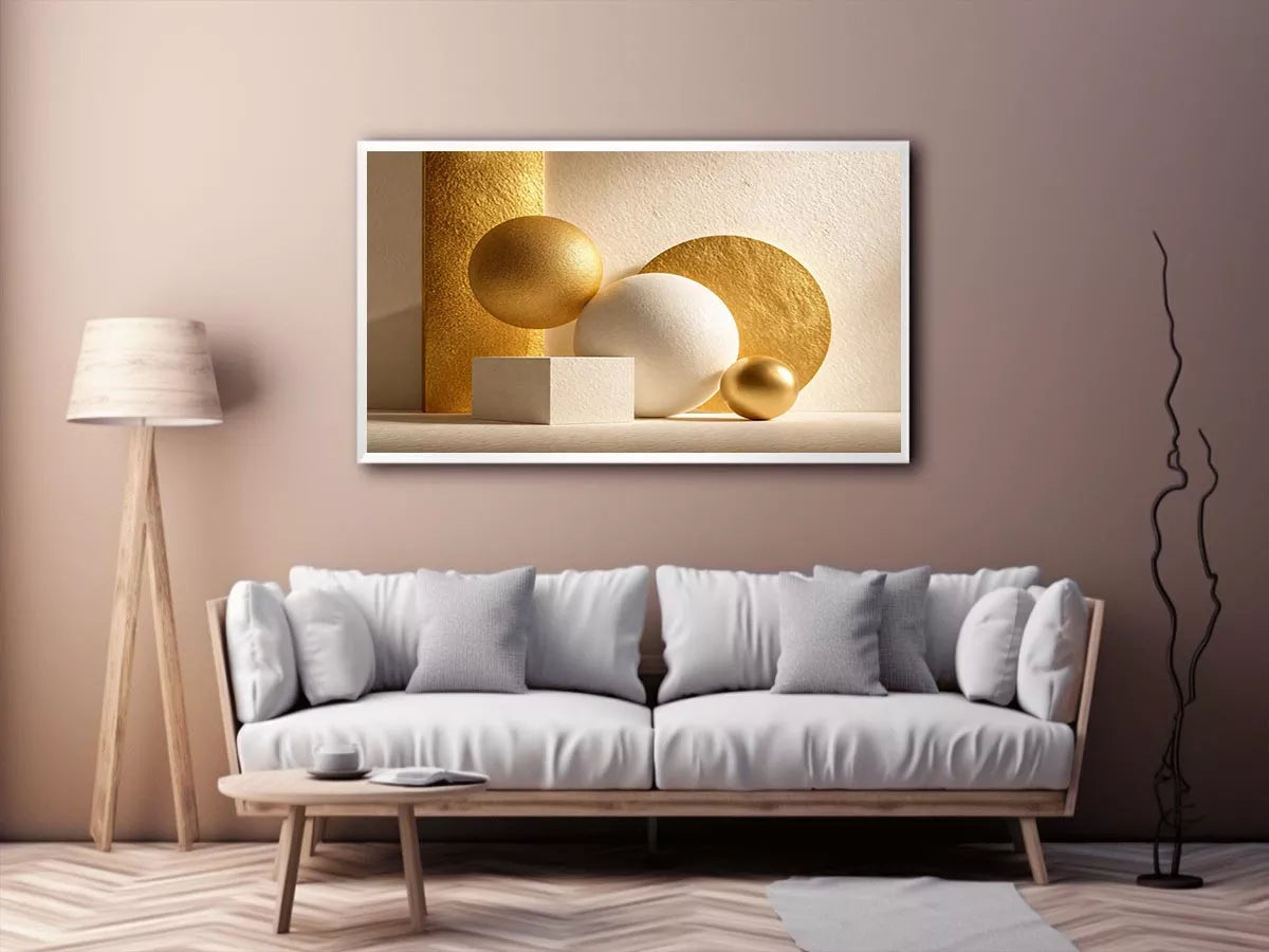 minimal gold geometric abstract Canvas Print luxury neutral modern canvas shapes