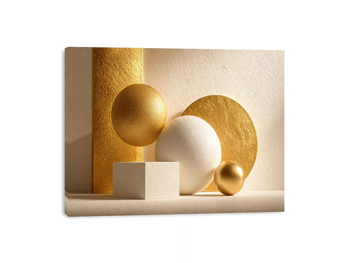 minimal gold geometric abstract Canvas Print luxury neutral modern canvas shapes