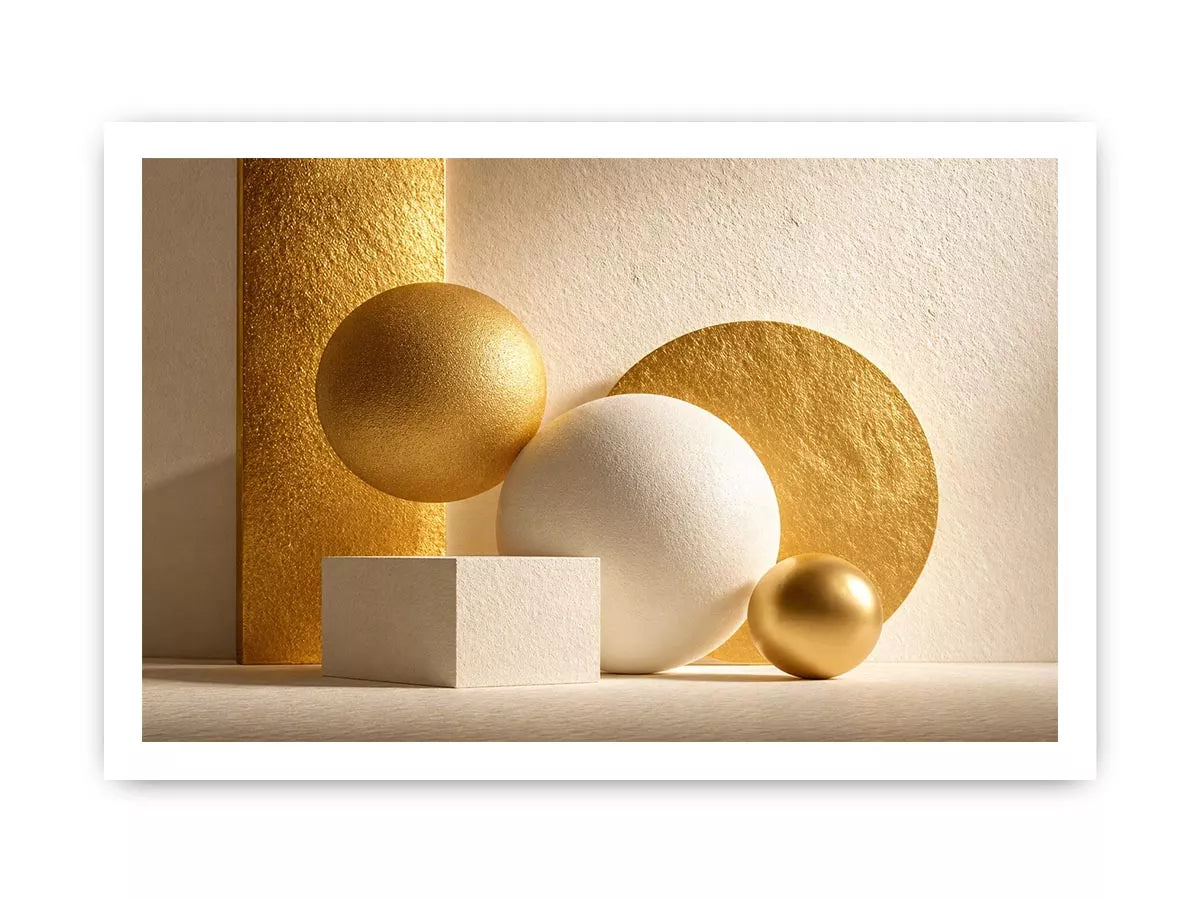 minimal gold geometric abstract Canvas Print luxury neutral modern canvas shapes
