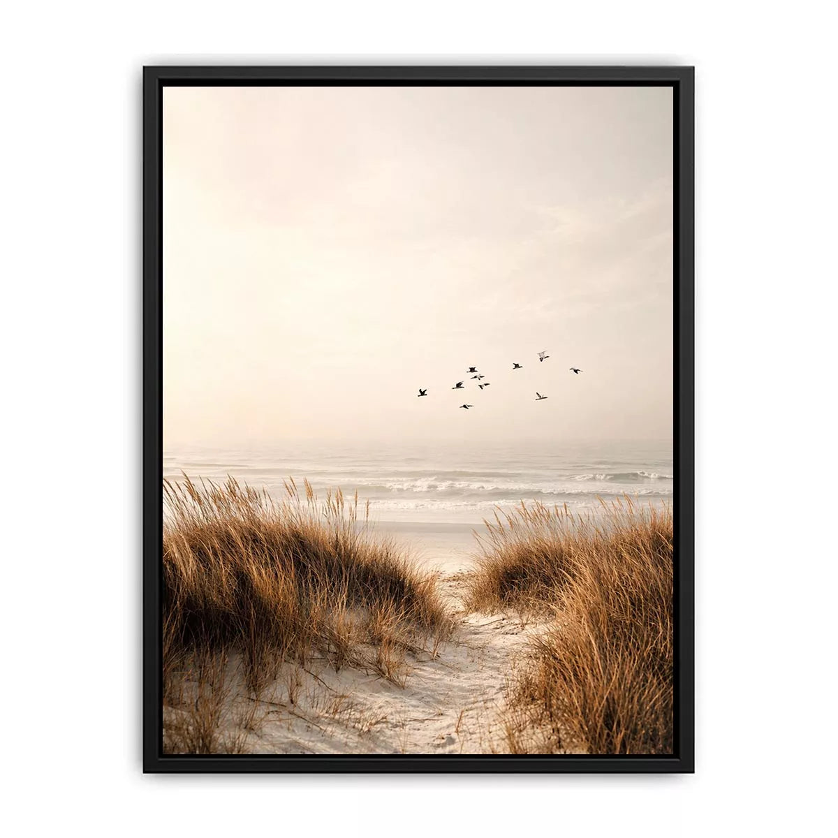 minimal coastal birds beach dunes neutral Canvas Print calm ocean canvas decor