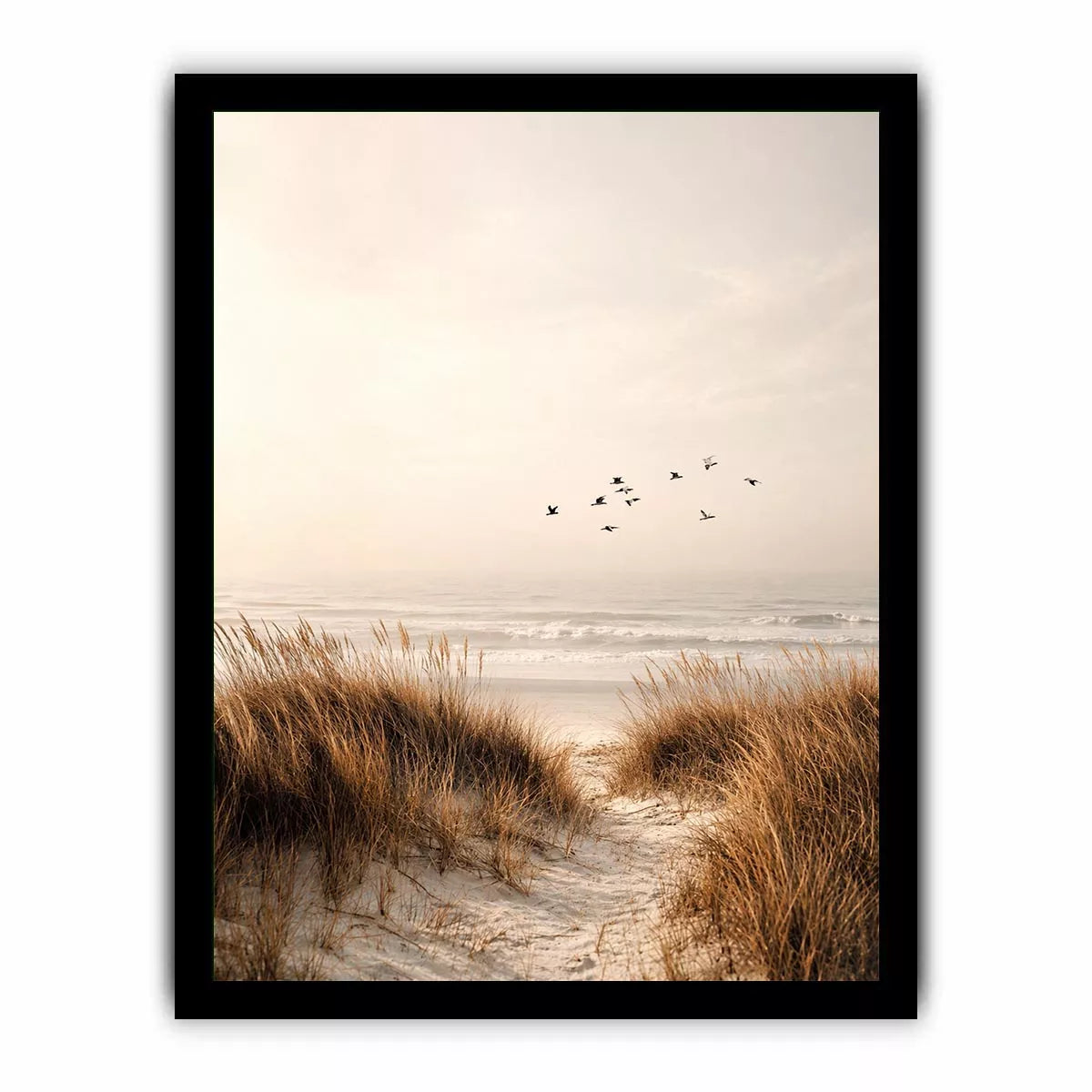 minimal coastal birds beach dunes neutral Canvas Print calm ocean canvas decor