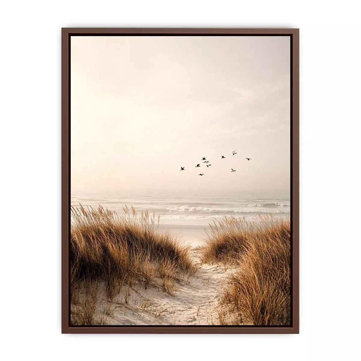minimal coastal birds beach dunes neutral Canvas Print calm ocean canvas decor