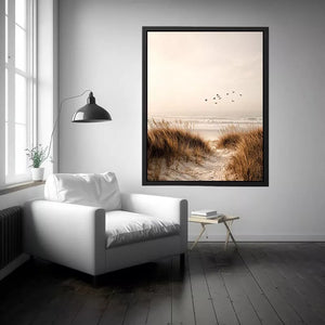 minimal coastal birds beach dunes neutral Canvas Print calm ocean canvas decor
