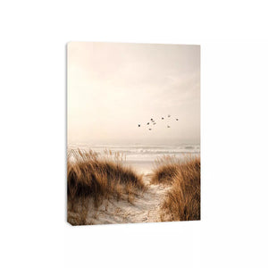 minimal coastal birds beach dunes neutral Canvas Print calm ocean canvas decor