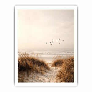 minimal coastal birds beach dunes neutral Canvas Print calm ocean canvas decor