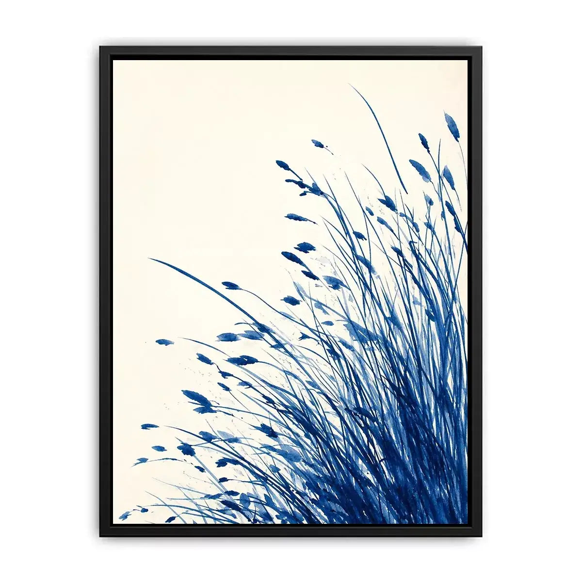 minimal blue botanical watercolor grass Canvas Print modern neutral canvas