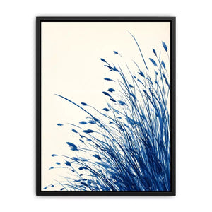minimal blue botanical watercolor grass Canvas Print modern neutral canvas
