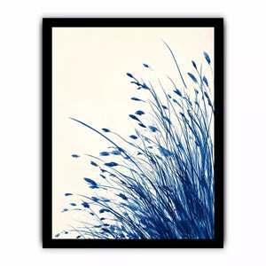 minimal blue botanical watercolor grass Canvas Print modern neutral canvas