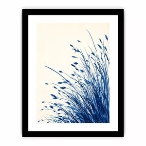 minimal blue botanical watercolor grass Canvas Print modern neutral canvas
