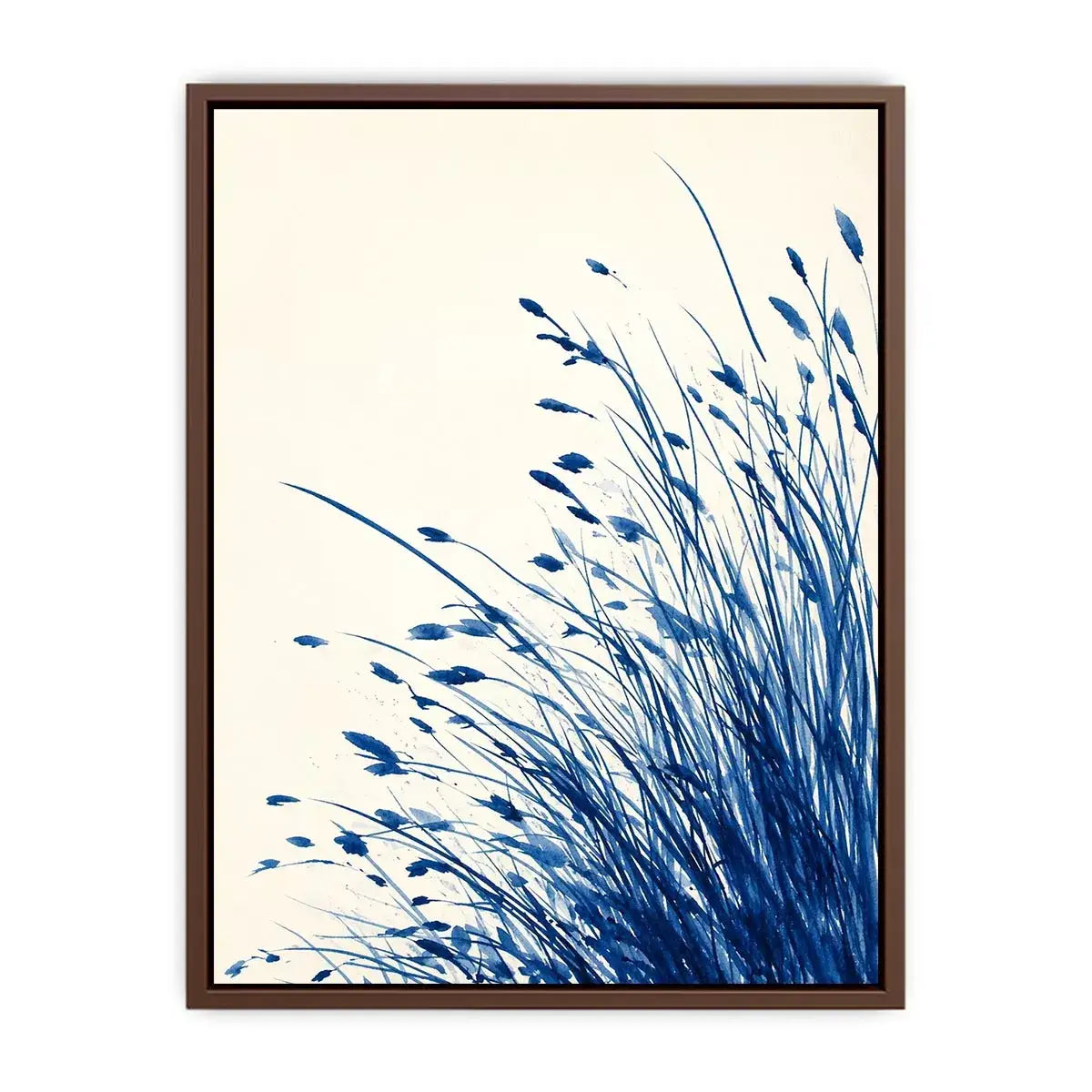 minimal blue botanical watercolor grass Canvas Print modern neutral canvas