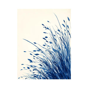 minimal blue botanical watercolor grass Canvas Print modern neutral canvas