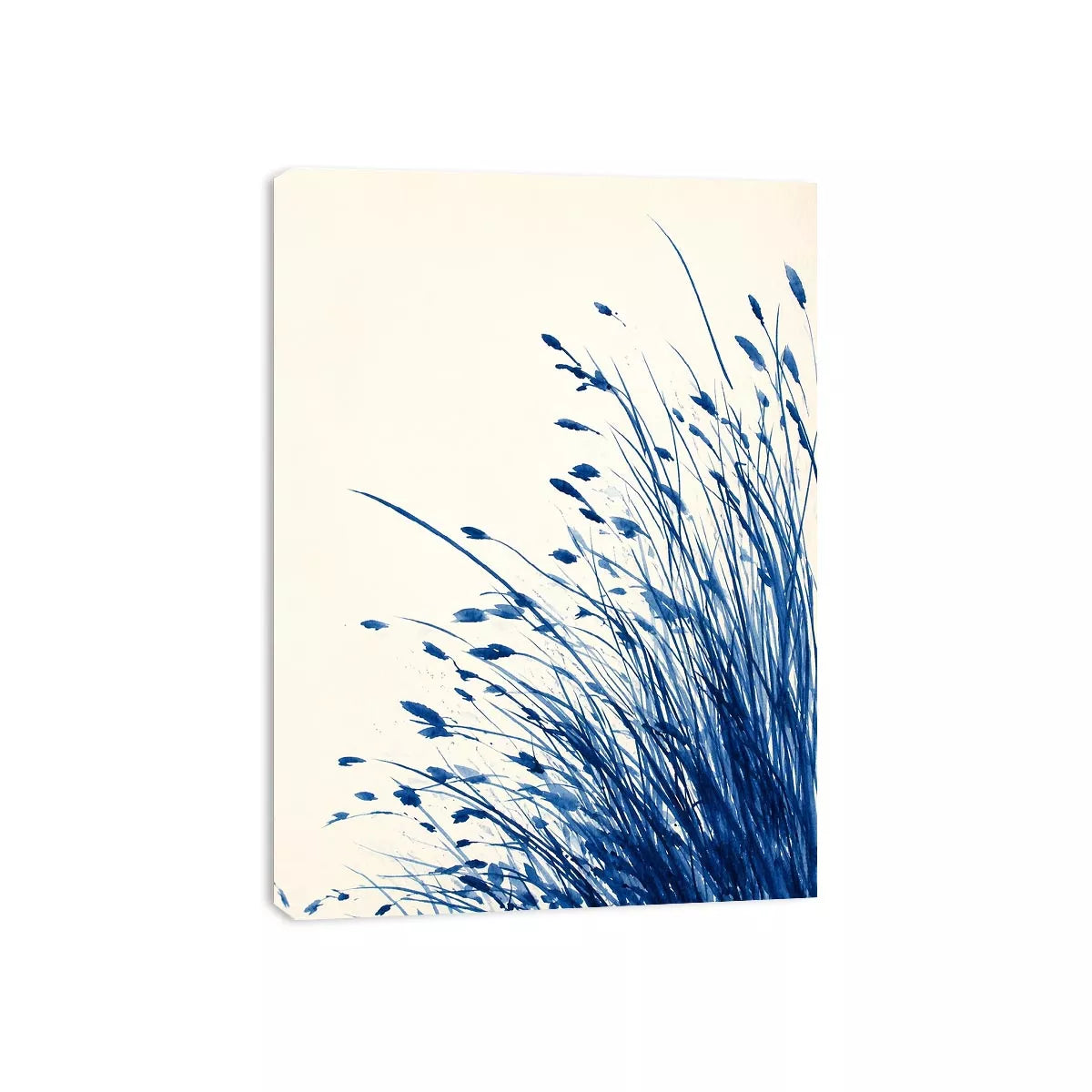 minimal blue botanical watercolor grass Canvas Print modern neutral canvas
