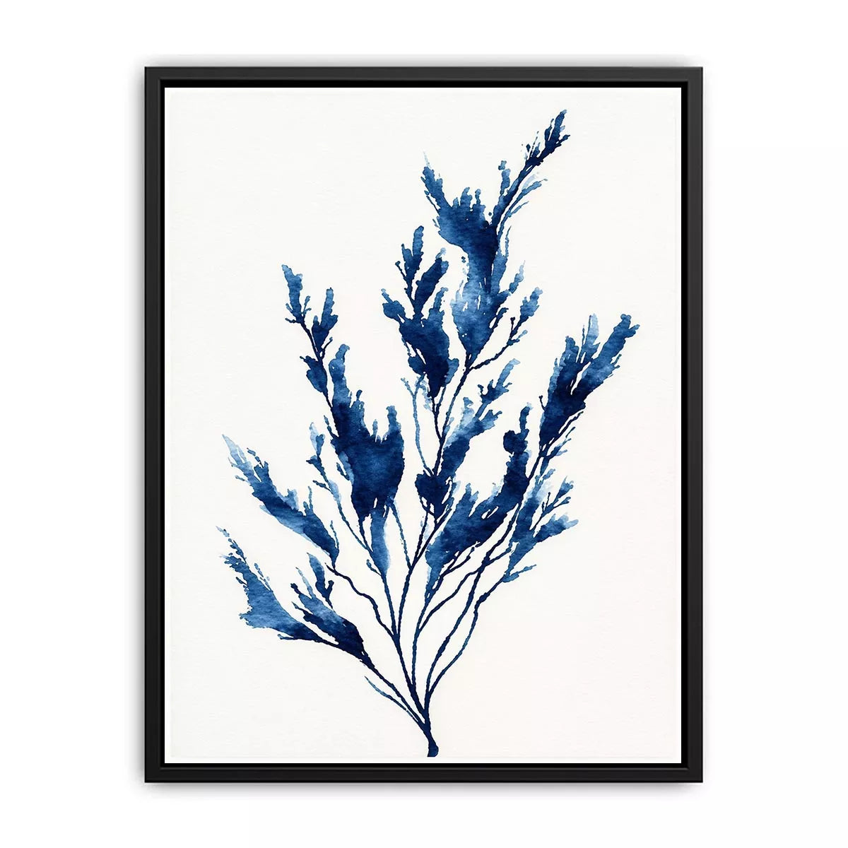 minimal blue botanical watercolor leaf modern neutral Canvas Print canvas