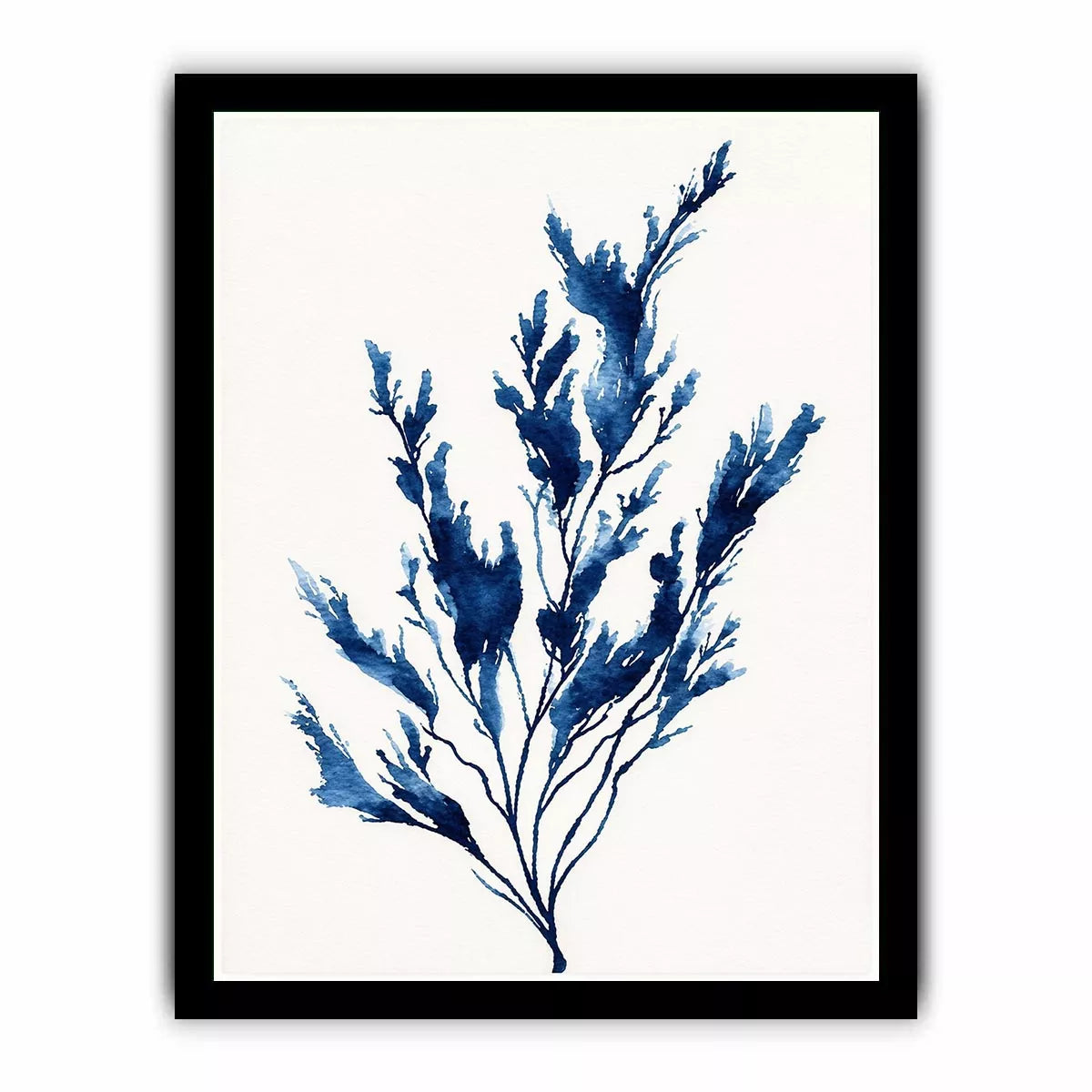 minimal blue botanical watercolor leaf modern neutral Canvas Print canvas