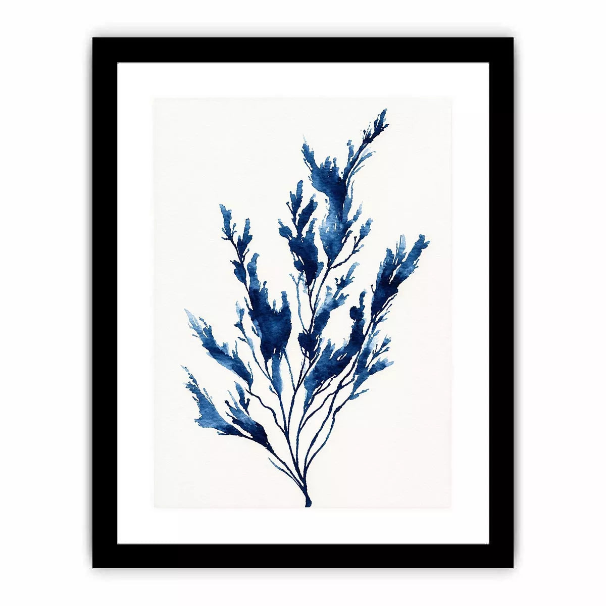 minimal blue botanical watercolor leaf modern neutral Canvas Print canvas