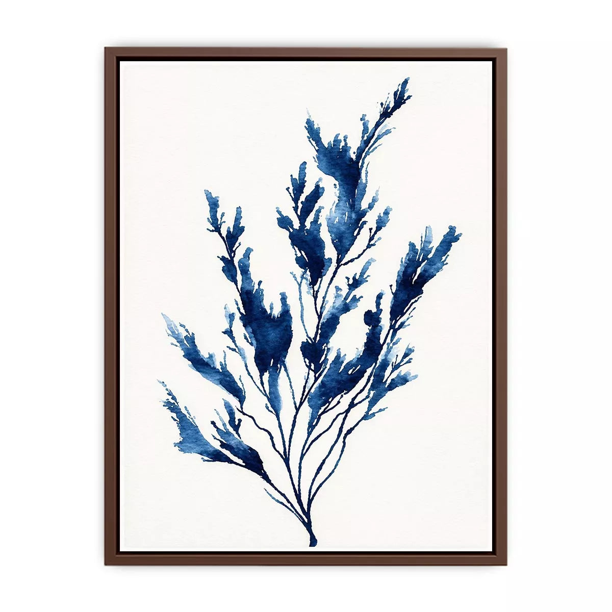 minimal blue botanical watercolor leaf modern neutral Canvas Print canvas